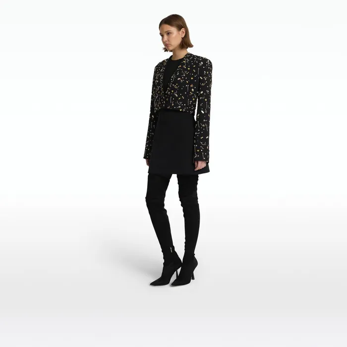 Safiyaa Crainelle Black and Celestial Scatter Embroidery Jacket Women Jackets Coats