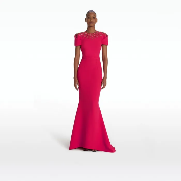 Safiyaa Delina Raspberry Long Dress Women Dresses