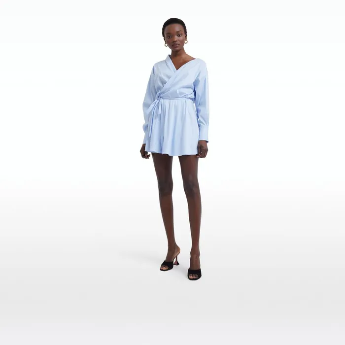 Safiyaa Dessie Blue Cotton Short Dress Women Dresses