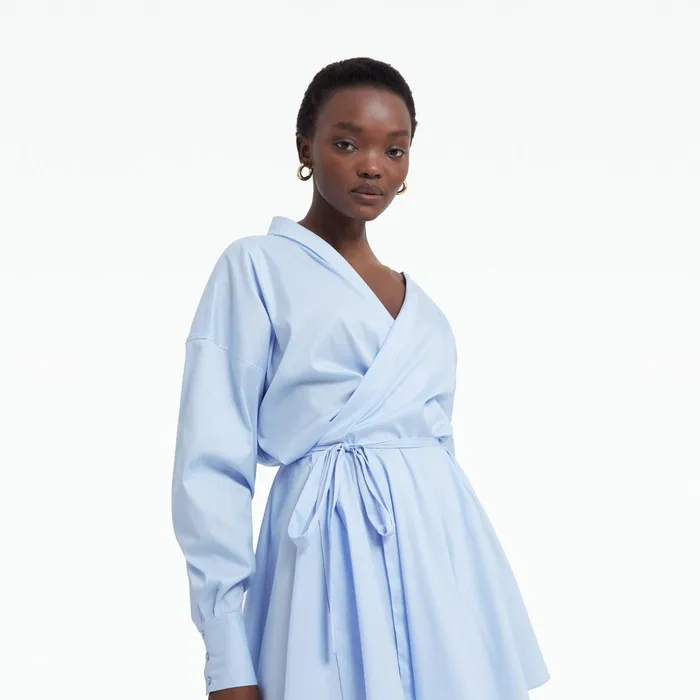 Safiyaa Dessie Blue Cotton Short Dress Women Dresses