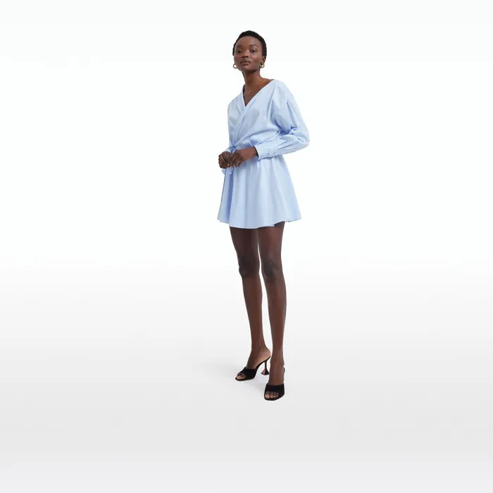 Safiyaa Dessie Blue Cotton Short Dress Women Dresses