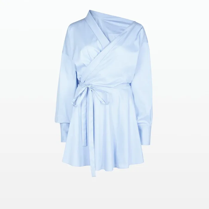Safiyaa Dessie Blue Cotton Short Dress Women Dresses