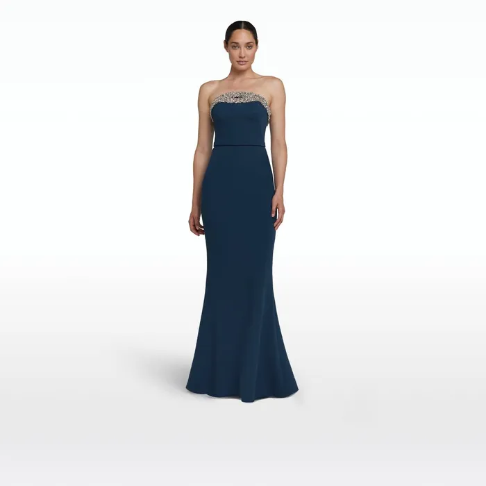 Safiyaa Donatella Ink Blue Long Dress Women Dresses