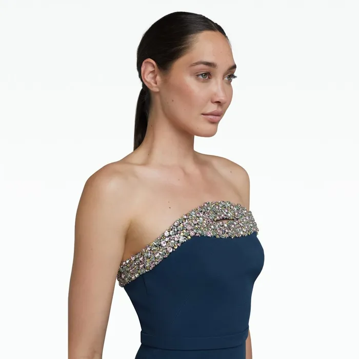 Safiyaa Donatella Ink Blue Long Dress Women Dresses