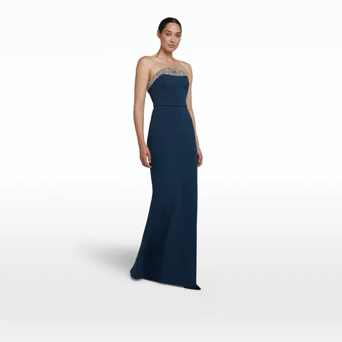 Safiyaa Donatella Ink Blue Long Dress Women Dresses