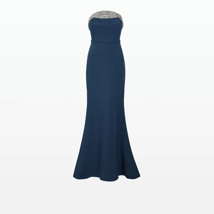 Safiyaa Donatella Ink Blue Long Dress Women Dresses