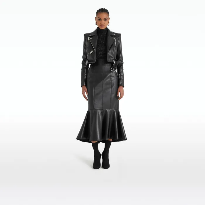 Safiyaa Euphemie Black Vegan Leather Jacket Women Jackets Coats