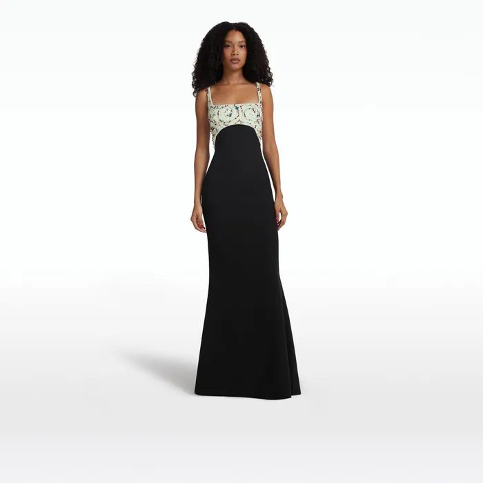 Safiyaa Ezda Black and Spearmint Long Dress Women Dresses