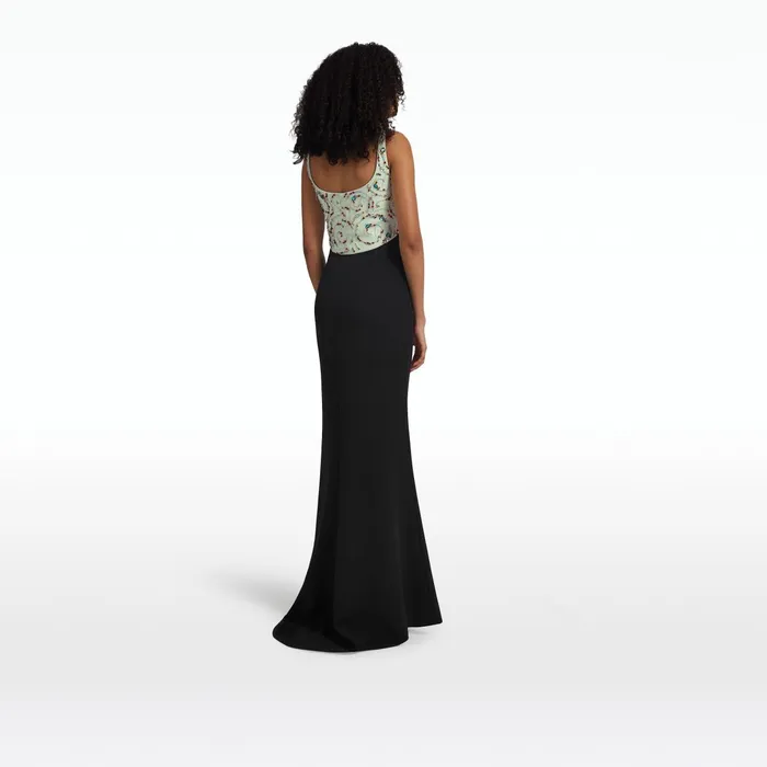 Safiyaa Ezda Black and Spearmint Long Dress Women Dresses
