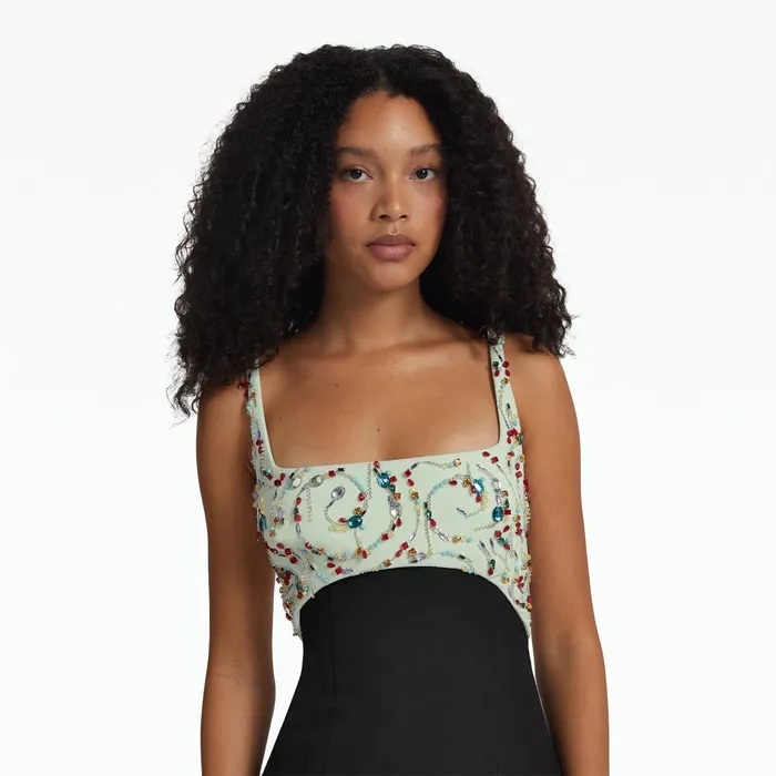 Safiyaa Ezda Black and Spearmint Long Dress Women Dresses