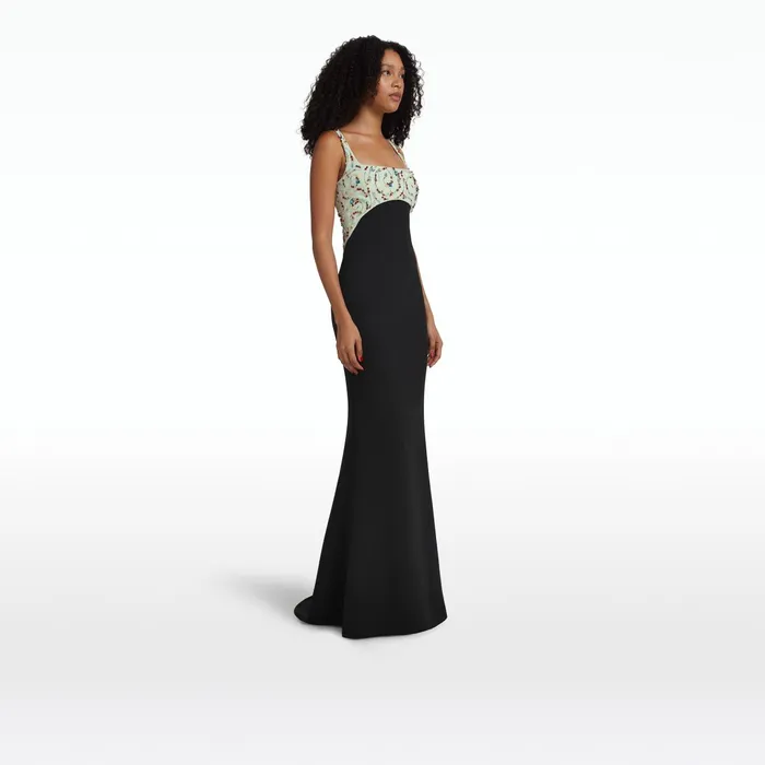Safiyaa Ezda Black and Spearmint Long Dress Women Dresses