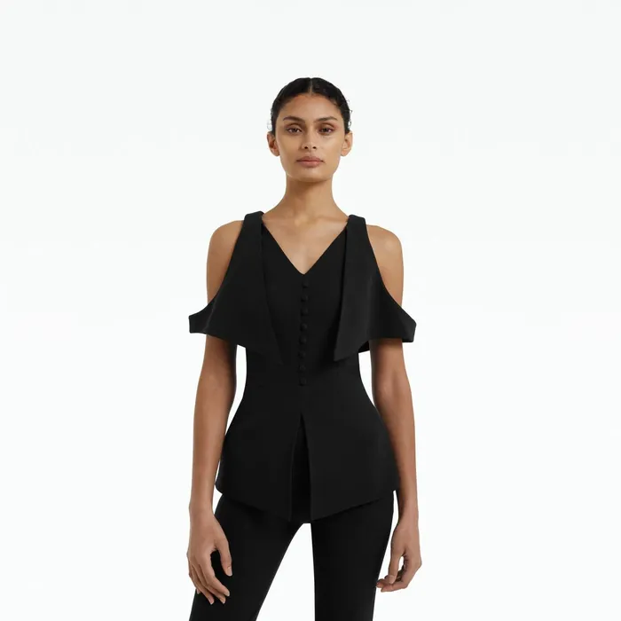 Safiyaa Frida Black Top Women Tops