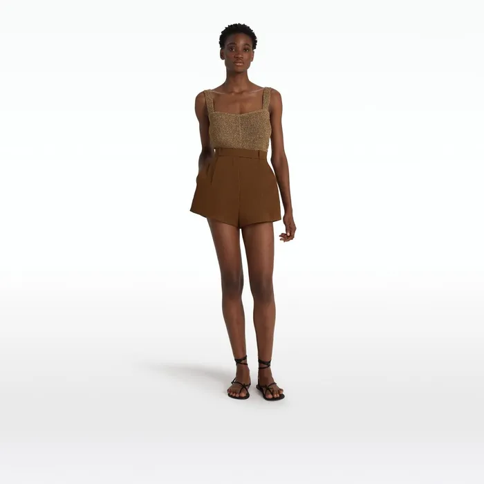 Safiyaa Geena Gold Knit Top Women Knitwear