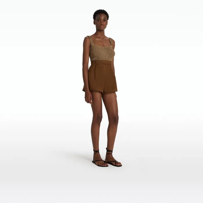 Safiyaa Geena Gold Knit Top Women Knitwear