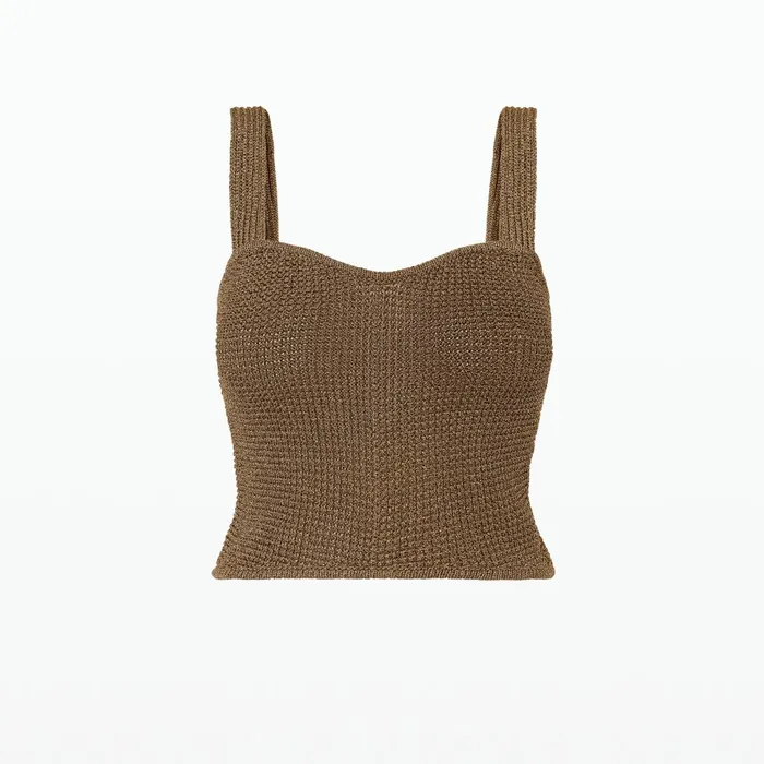 Safiyaa Geena Gold Knit Top Women Knitwear