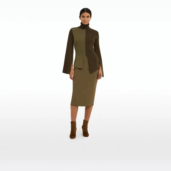 Safiyaa Gigi Light Khaki and Dark Khaki Knit Women Tops