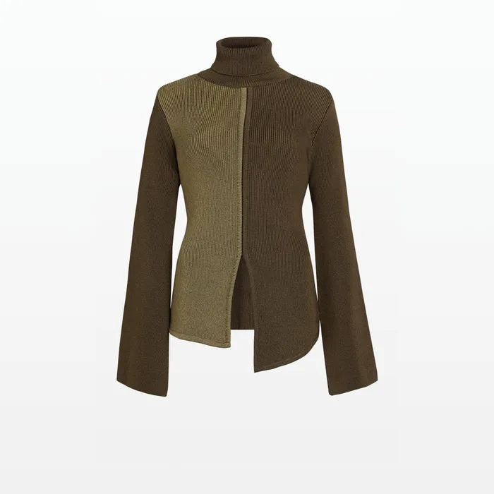 Safiyaa Gigi Light Khaki and Dark Khaki Knit Women Tops