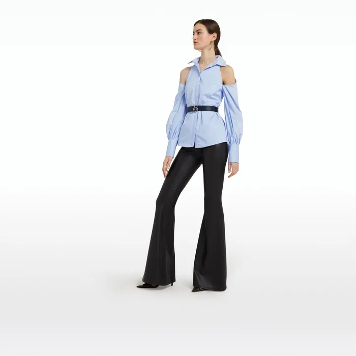 Safiyaa Halluana Black Vegan Leather Trousers Women Trousers