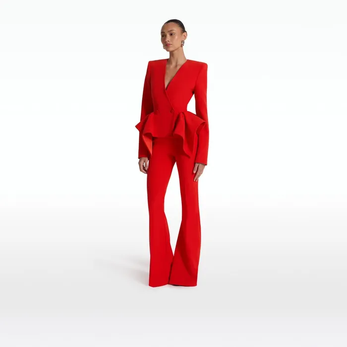 Safiyaa Halluana Scarlet Red Trousers Women Trousers