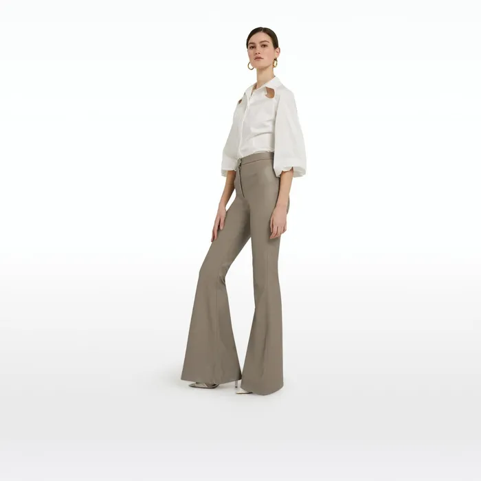 Safiyaa Halluana Taupe Vegan Leather Trousers Women Trousers