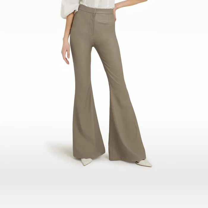 Safiyaa Halluana Taupe Vegan Leather Trousers Women Trousers