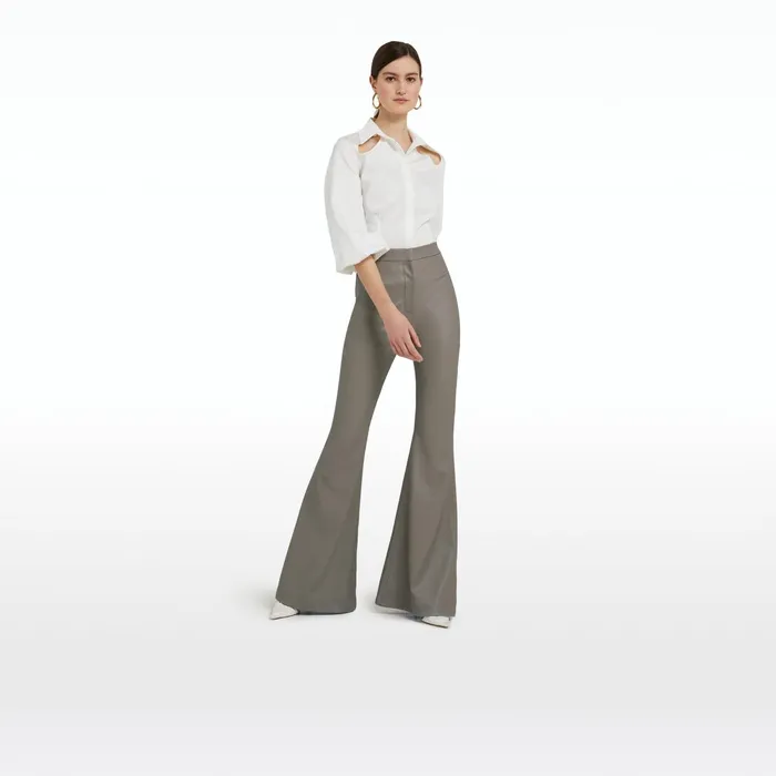 Safiyaa Halluana Taupe Vegan Leather Trousers Women Trousers