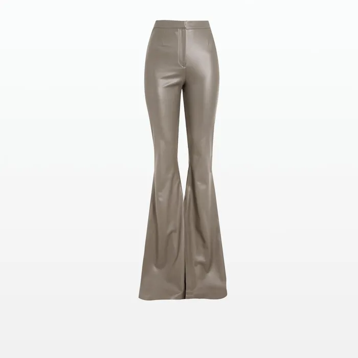 Safiyaa Halluana Taupe Vegan Leather Trousers Women Trousers