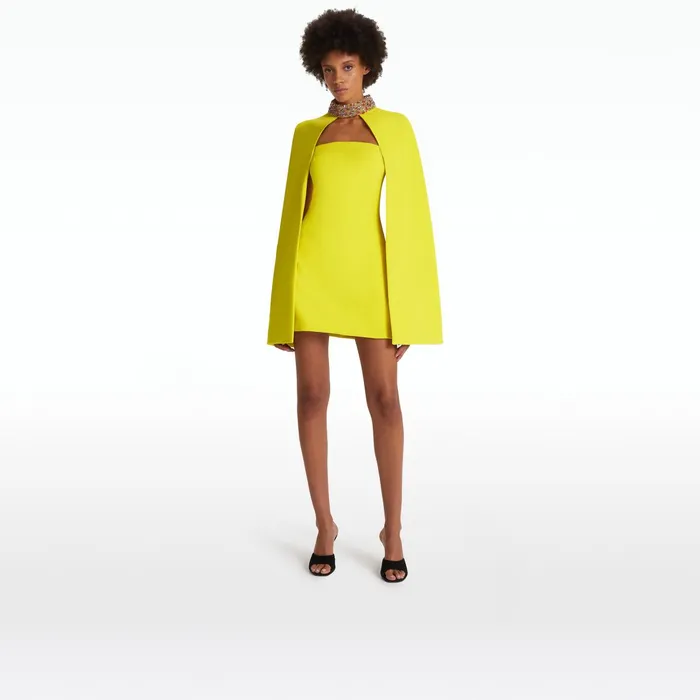 Safiyaa Harlow Chartreuse Short Dress Women Dresses
