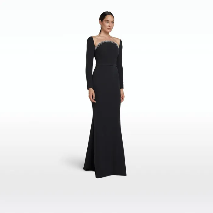 Safiyaa Heidi Black Embroidered Long Dress Women Dresses