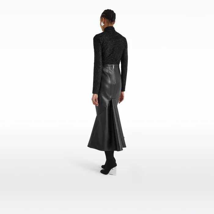 Safiyaa Henner Black Vegan Leather Skirt Women Skirts