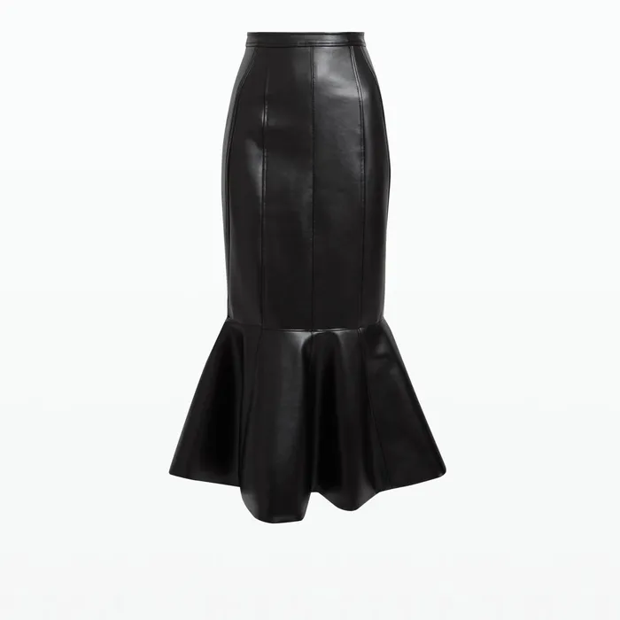 Safiyaa Henner Black Vegan Leather Skirt Women Skirts