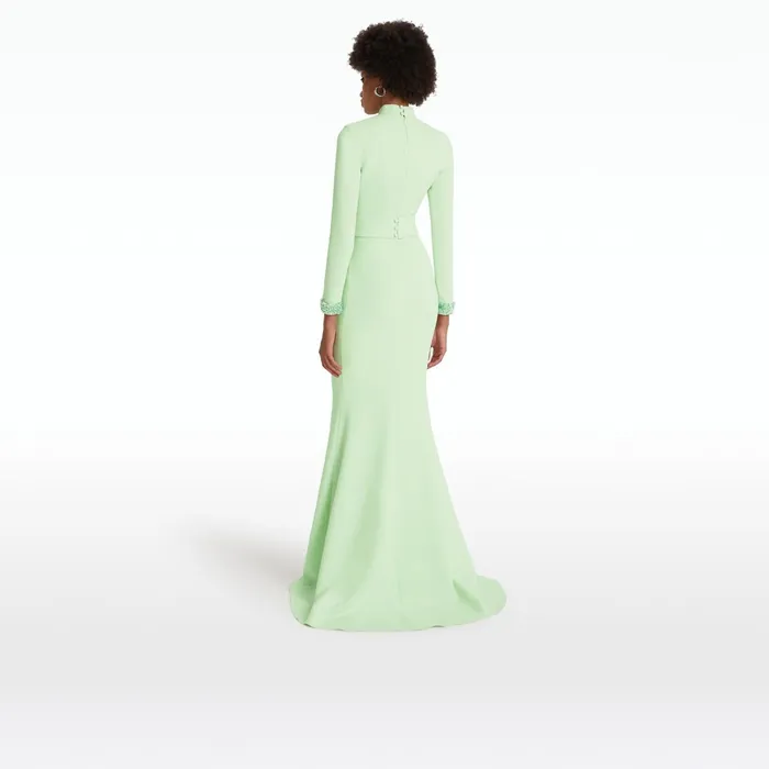 Safiyaa Kamala Aloe and Curled Leaf Embroidery Long Dress Women Dresses