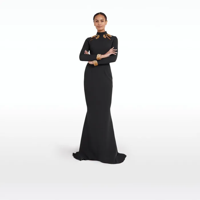 Safiyaa Kamala Black Long Dress Women Dresses