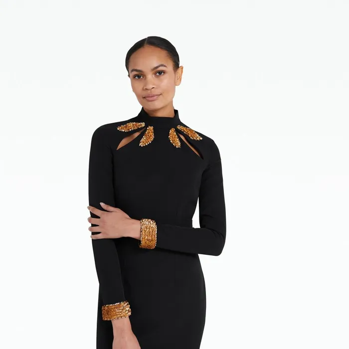 Safiyaa Kamala Black Long Dress Women Dresses