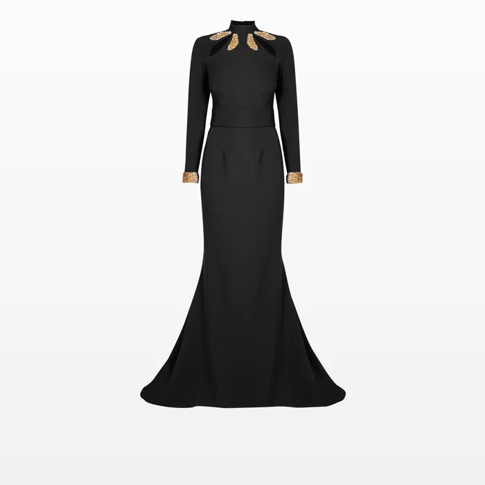 Safiyaa Kamala Black Long Dress Women Dresses