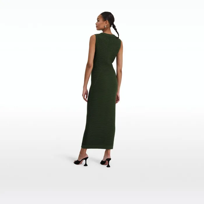 Safiyaa Klaudette Olive Crochet Midi Dress Women Knitwear