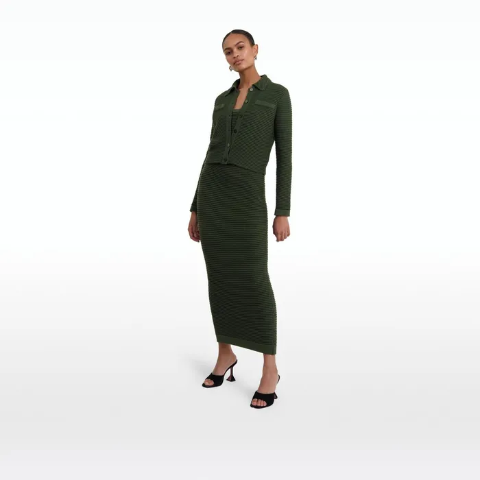 Safiyaa Klaudette Olive Crochet Midi Dress Women Knitwear