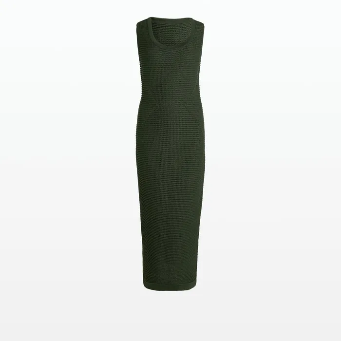 Safiyaa Klaudette Olive Crochet Midi Dress Women Knitwear