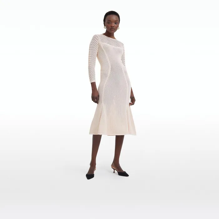 Safiyaa Klo Nouvelle Peach Knit Midi Dress Women Dresses