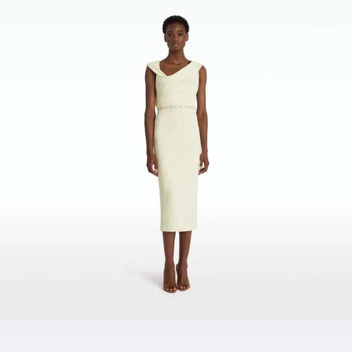 Safiyaa Koral Sorbet Midi Dress With Embroidered Belt Women Dresses