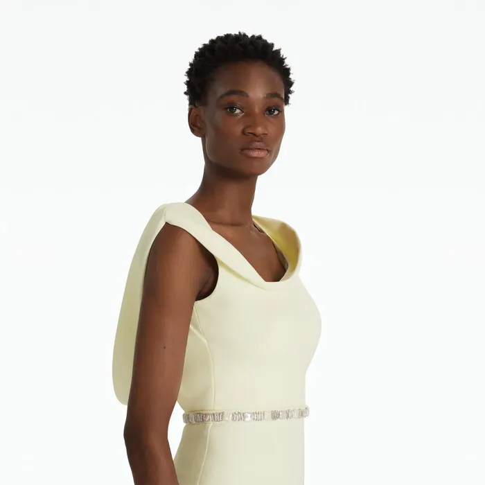 Safiyaa Koral Sorbet Midi Dress With Embroidered Belt Women Dresses