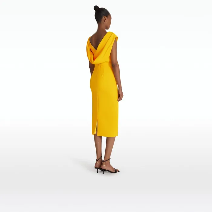 Safiyaa Koral Sunshine Yellow Midi Dress Women Dresses