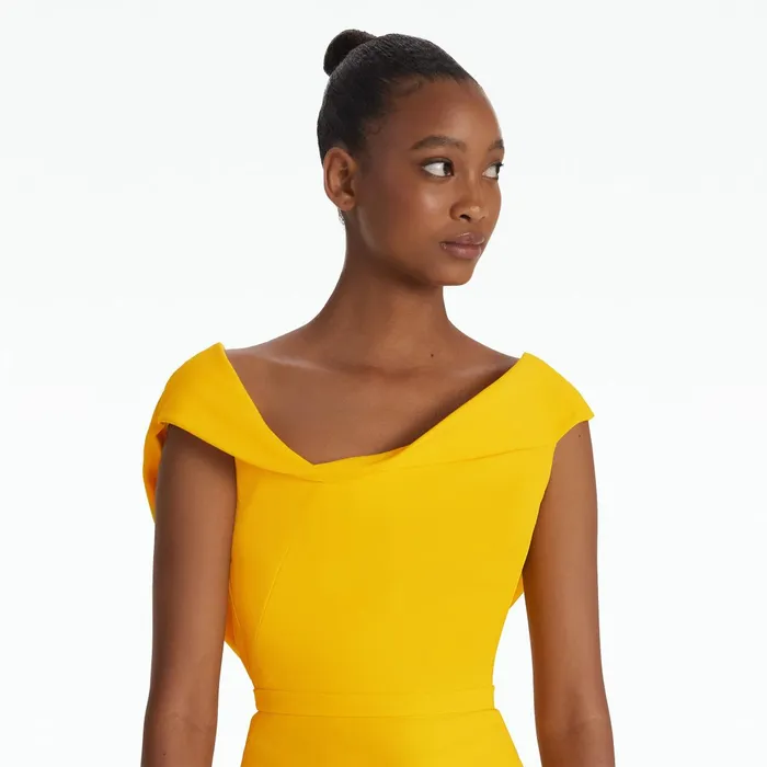 Safiyaa Koral Sunshine Yellow Midi Dress Women Dresses