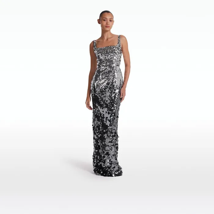 Safiyaa Kristena Gunmetal Long Dress Women Dresses