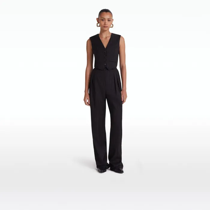 Safiyaa Lana Black Waistcoat Women Tops