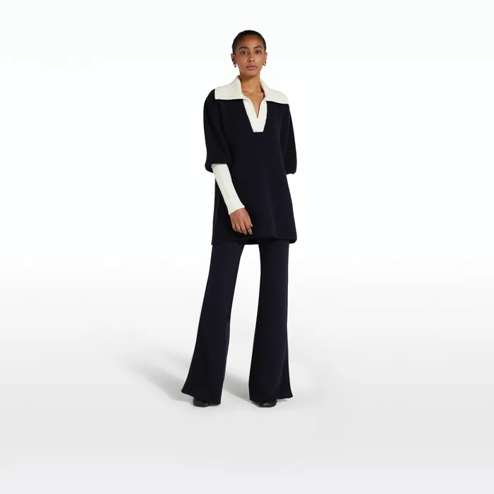 Safiyaa Leonie Navy and Ivory Knit Women Tops
