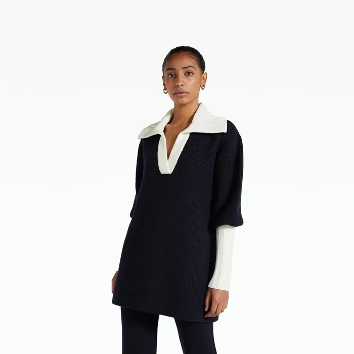 Safiyaa Leonie Navy and Ivory Knit Women Tops