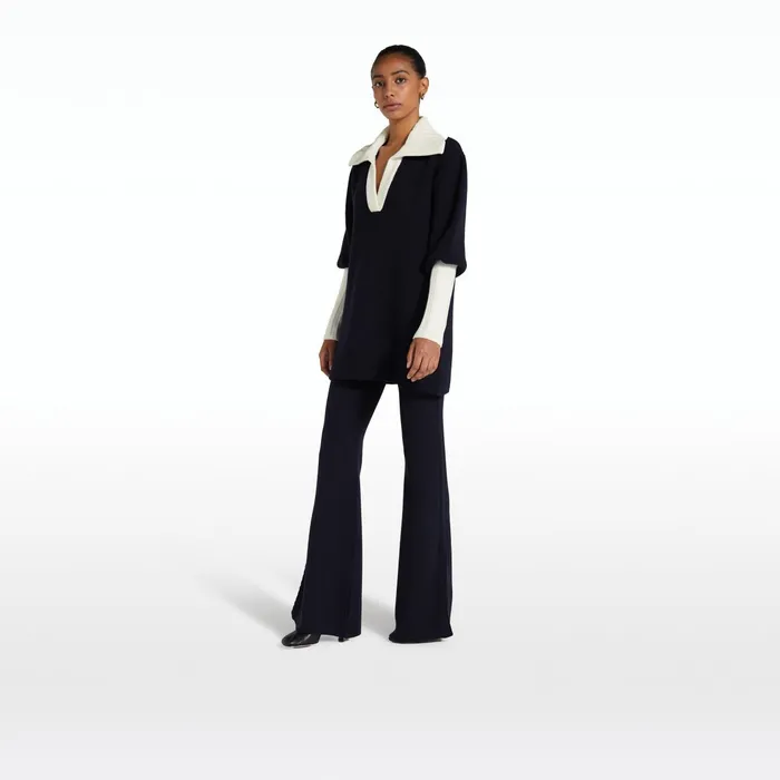 Safiyaa Leonie Navy and Ivory Knit Women Tops