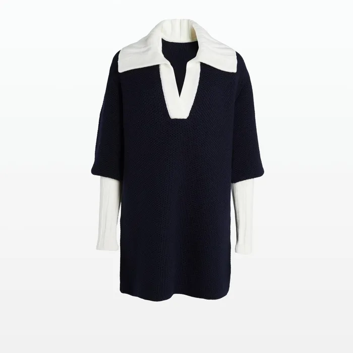 Safiyaa Leonie Navy and Ivory Knit Women Tops