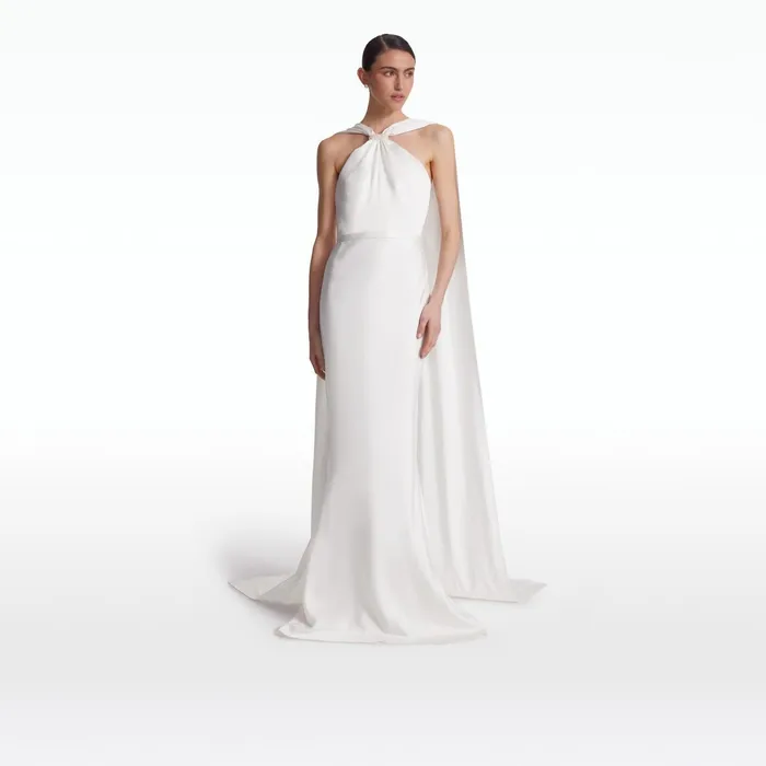 Safiyaa Lilien Ivory Satin Long Dress Women Dresses